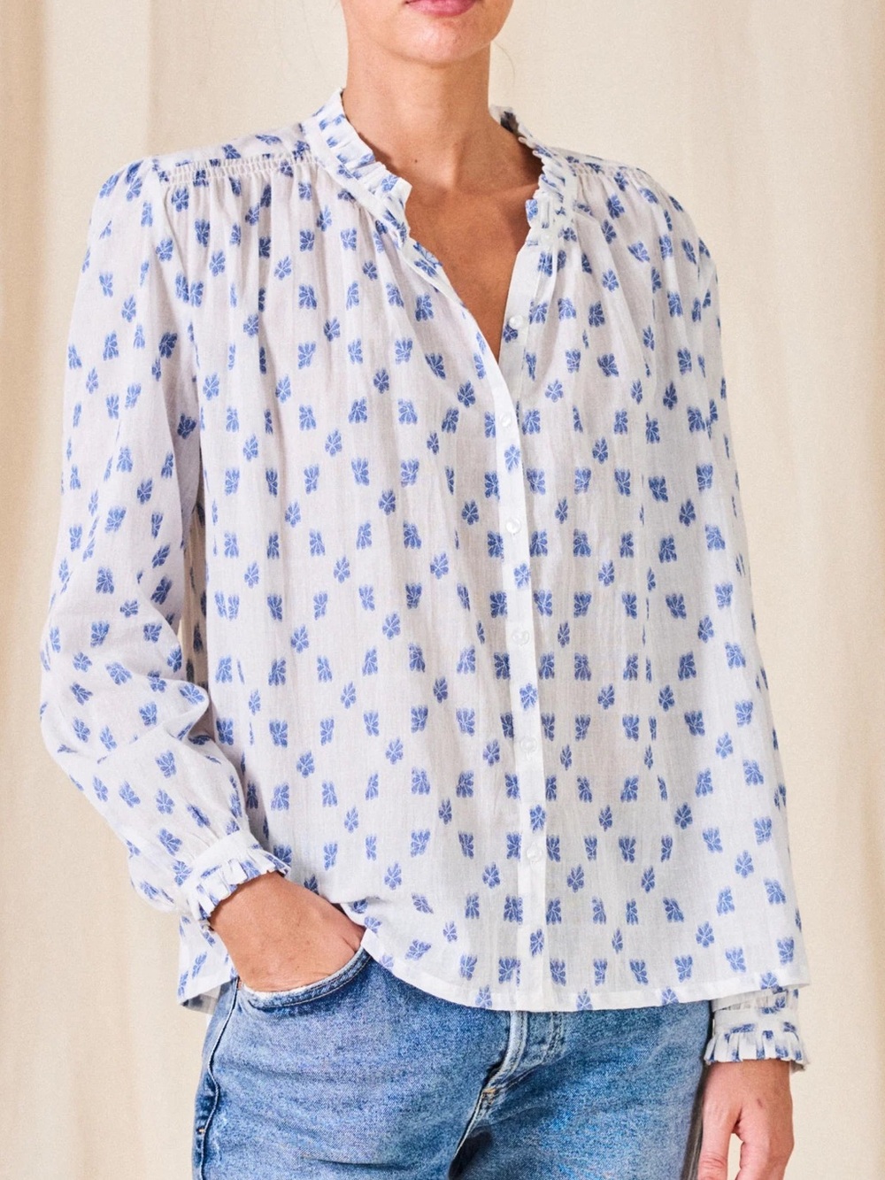 MABE Chrissy Cotton Gauze Boho Blouse Top Medium M.A.B.E.
